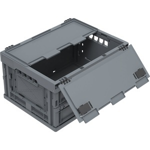 undefined, Faltbox aus recyceltem Regenerat, mit Deckel, Inhalt 19 l, Faltbox aus recyceltem Regenerat, mit Deckel, Volumen 19 l