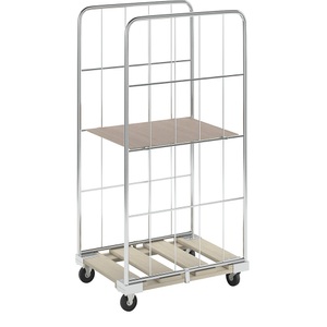 undefined, Rollbehälter mit Gitterwänden Holz-Rollplatte, 2-seitig HxB 1620 x 640 mm, Rollbehälter mit Gitterwänden, Holz-Rollplatte, 2-seitig, HxB 1620 x 640 mm
