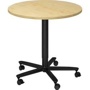 office akktiv, office akktiv Bistrotisch, höhenverstellbar Gestell schwarz Ahorn-Dekor, 