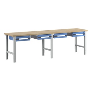 eurokraft pro, eurokraft pro Werkbank, Baukastensystem Serie 7, 4 Hängeschubladen, BxT 3000 x 700 mm, eurokraft pro Werkbank, Baukastensystem Serie 7000, 4 Hängeschubladen, BxT 3000 x 700 mm