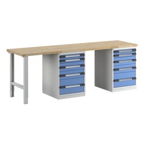 EUROKRAFTpro, EUROKRAFTpro Werkbank, Baukastensystem, 10 Schubladen, extrabreit, BxT 2500 x 700 mm, eurokraft pro Werkbank, Baukastensystem Serie 7000, 10 Schubladen, extrabreit, BxT 2500 x 700 mm