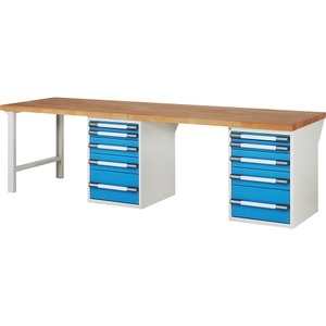 EUROKRAFTpro, EUROKRAFTpro Werkbank, Baukastensystem, 10 Schubladen, extrabreit, BxT 3000 x 900 mm, eurokraft pro Werkbank, Baukastensystem Serie 7000, 10 Schubladen, extrabreit, BxT 3000 x 900 mm