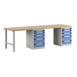 EUROKRAFTpro, EUROKRAFTpro Werkbank, Baukastensystem, 10 Schubladen, extrabreit, BxT 3000 x 900 mm, eurokraft pro Werkbank, Baukastensystem Serie 7000, 10 Schubladen, extrabreit, BxT 3000 x 900 mm
