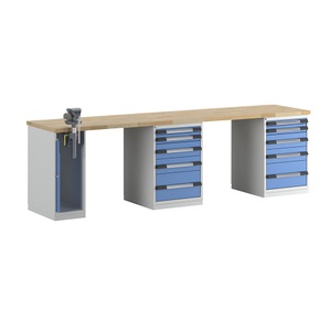 EUROKRAFTpro, EUROKRAFTpro Werkbank, Baukastensystem, 10 Schubladen, 1 Schraubstock linkseitig, BxT 3000 x 700 mm, eurokraft pro Werkbank, Baukastensystem Serie 7000, 10 Schubladen, 1 Schraubstock linkseitig, BxT 3000 x 700 mm