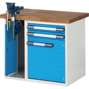EUROKRAFTpro, EUROKRAFTpro Werkbank, Baukastensystem, 2 Schubladen, 1 Tür, 1 Schraubstock linksseitig, BxT 1000 x 700 mm, eurokraft pro Werkbank, Baukastensystem Serie 7000, 2 Schubladen, 1 Tür, 1 Schraubstock linksseitig, BxT 1000 x 700 mm