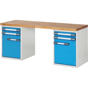 EUROKRAFTpro, EUROKRAFTpro Werkbank, Baukastensystem, 4 Schubladen, 2 Türen, BxT 2000 x 700 mm, eurokraft pro Werkbank, Baukastensystem Serie 7000, 4 Schubladen, 2 Türen, BxT 2000 x 700 mm
