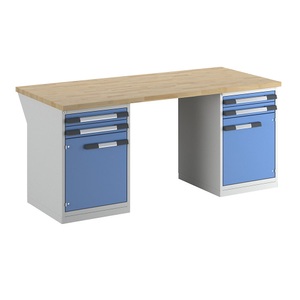 EUROKRAFTpro, EUROKRAFTpro Werkbank, Baukastensystem, 4 Schubladen, 2 Türen, BxT 2000 x 900 mm, eurokraft pro Werkbank, Baukastensystem Serie 7000, 4 Schubladen, 2 Türen, BxT 2000 x 900 mm