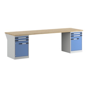 EUROKRAFTpro, EUROKRAFTpro Werkbank, Baukastensystem, 4 Schubladen, 2 Türen, BxT 3000 x 900 mm, eurokraft pro Werkbank, Baukastensystem Serie 7000, 4 Schubladen, 2 Türen, BxT 3000 x 900 mm