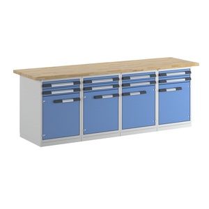 EUROKRAFTpro, EUROKRAFTpro Werkbank, Baukastensystem, 8 Schubladen, 4 Türen, BxT 2500 x 700 mm, eurokraft pro Werkbank, Baukastensystem Serie 7000, 8 Schubladen, 4 Türen, BxT 2500 x 700 mm
