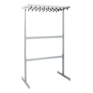 office akktiv, office akktiv Reihengarderobenständer doppelseitig ohne Kleiderbügel silber, ohne Schirmhalter, eurokraft pro Reihengarderobenständer doppelseitig, ohne Kleiderbügel, silber, ohne Schirmhalter