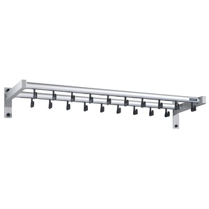 office akktiv, office akktiv Wandgarderobe mit Hutablage, 19 Mantelhaken, ohne Kleiderbügel silber, eurokraft pro Wandgarderobe, mit Hutablage, 19 Mantelhaken, ohne Kleiderbügel, silber