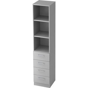 undefined, VIOLA - Regalschrank 2 Fachböden offen, 4 Schubladen lichtgrau, Hammerbacher Regalschrank Matrix Lichtgrau 406 x 420 x 2.004 mm