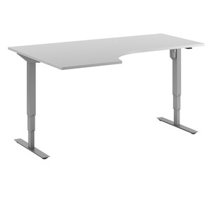undefined, Eckschreibtisch Atlanta, elektrische Höhenverstellung, links, BxT 1800 x 1200 mm, lichtgrau/silber, Schreibtisch Atlanta, elektrisch höhenverstellbar, Ecke, BxT 1800 x 1200 mm, lichtgrau/silber, links