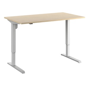Schreibtisch Venla, elektrische Höhenverstellung, gerade, BxT 1400 x 800 mm, Birke/weiß