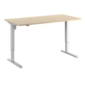 Schreibtisch Venla, elektrische Höhenverstellung, gerade, BxT 1600 x 800 mm, Birke/weiß