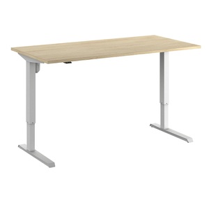 Schreibtisch Venla, elektrische Höhenverstellung, gerade, BxT 1600 x 800 mm, Eiche/weiß