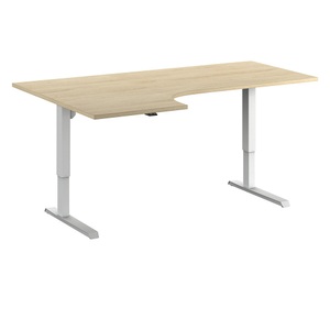 Eckschreibtisch Venla, elektrische Höhenverstellung, links, BxT 1800 x 1200 mm, Eiche/weiß