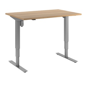 Schreibtisch Atlanta, elektrische Höhenverstellung, gerade, BxT 1200 x 800 mm, Buche/silber