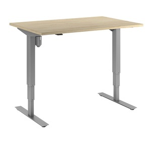 Schreibtisch Atlanta, elektrische Höhenverstellung, gerade, BxT 1200 x 800 mm, Eiche/silber