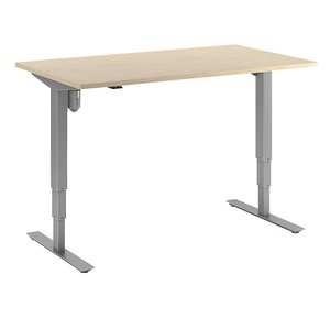 Schreibtisch Atlanta, elektrische Höhenverstellung, gerade, BxT 1400 x 800 mm, Birke/silber