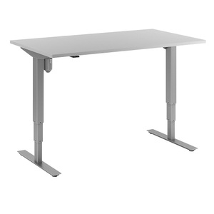 Schreibtisch Atlanta, elektrische Höhenverstellung, gerade, BxT 1400 x 800 mm, lichtgrau/silber