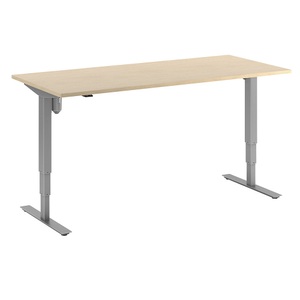 Schreibtisch Atlanta, elektrische Höhenverstellung, gerade, BxT 1800 x 800 mm, Birke/silber