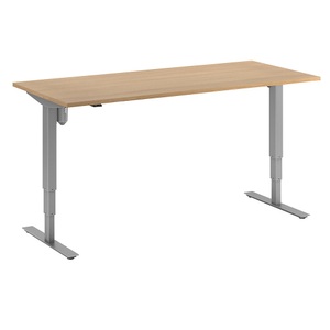 Schreibtisch Atlanta, elektrische Höhenverstellung, gerade, BxT 1800 x 800 mm, Buche/silber