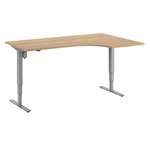 undefined, Eckschreibtisch Atlanta, elektrische Höhenverstellung, rechts, BxT 1800 x 1200 mm, Buche/silber, Schreibtisch Atlanta, elektrisch höhenverstellbar, Ecke, BxT 1800 x 1200 mm, Buche/silber, rechts
