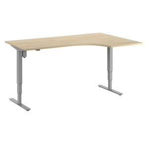 undefined, Wand-/Stativhalter, für Tischwaagen, aus Edelstahl, Schreibtisch Atlanta, elektrisch höhenverstellbar, Ecke, BxT 1800 x 1200 mm, Eiche/silber, rechts
