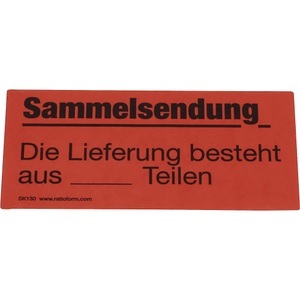 undefined, Warnetiketten, Aufdruck Sammelsendung, VE 1000 Stk, LxB 145 x 70 mm, ratioform Warnetiketten, Aufdruck Sammelsendung, VE 1000 Stk, LxB 145 x 70 mm, ab 10 VE