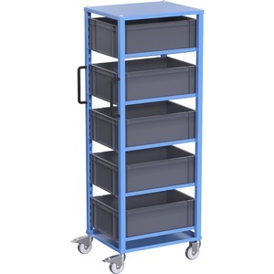 eurokraft pro, eurokraft pro Euro-Transportwagen CustomLine, für Behälter-LxB 600 x 400 mm, blau, mit 5 Kästen, 210 mm hoch, eurokraft pro Euro-Transportwagen CustomLine, für Behälter-LxB 600 x 400 mm, blau, mit 5 Kästen, 210 mm hoch
