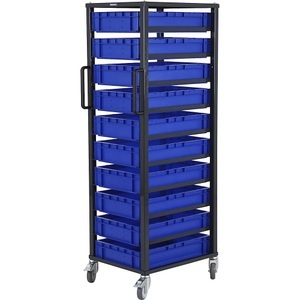 eurokraft pro, eurokraft pro Euro-Transportwagen CustomLine, für Behälter-LxB 600 x 400 mm, grau, mit 10 Kästen, 120 mm hoch, eurokraft pro Euro-Transportwagen CustomLine, für Behälter-LxB 600 x 400 mm, grau, mit 10 Kästen, 120 mm hoch