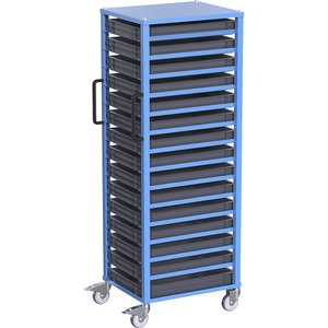eurokraft pro, eurokraft pro Euro-Transportwagen CustomLine, für Behälter-LxB 600 x 400 mm, blau, mit 15 Kästen, 75 mm hoch, eurokraft pro Euro-Transportwagen CustomLine, für Behälter-LxB 600 x 400 mm, blau, mit 15 Kästen, 75 mm hoch