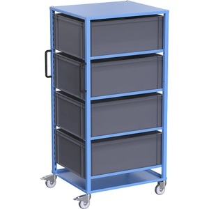 eurokraft pro, eurokraft pro Euro-Transportwagen CustomLine, für Behälter-LxB 800 x 600 mm, blau, mit 4 Kästen, 320 mm hoch, eurokraft pro Euro-Transportwagen CustomLine, für Behälter-LxB 800 x 600 mm, blau, mit 4 Kästen, 320 mm hoch
