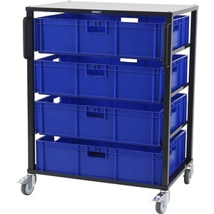 eurokraft pro, eurokraft pro Euro-Transportwagen CustomLine, für Behälter-LxB 600 x 800 mm, grau, mit 4 Kästen, 210 mm hoch, eurokraft pro Euro-Transportwagen CustomLine, für Behälter-LxB 600 x 800 mm, grau, mit 4 Kästen, 210 mm hoch