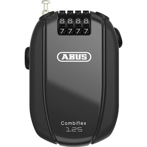 ABUS, ABUS Roll-Back-Kabelschloss, mit Zahlencode, VE 12 Stk, Stahlkabel 1250 mm, Abus Spezialschloss Combiflex Trip 125, schwarz
