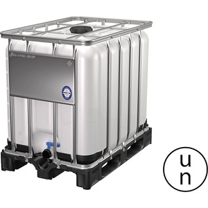 Jungheinrich PROFISHOP, IBC-Container Gefahrgut-Ausführung, auf Kunststoff-Palette, 600 Liter, IBC Container, 600 Liter, UN-Zulassung, Kunststoffdeckel, Stahl-Kreuzverband, Stahltraverse, auf Kunststoffpalette, B 1200 x T 1000 x H 1013 mm