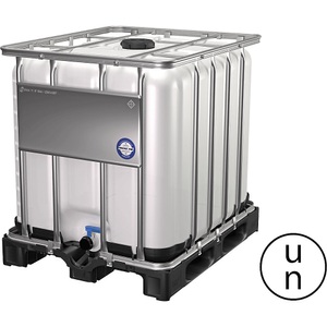 Jungheinrich PROFISHOP, IBC-Container Gefahrgut-Ausführung, auf Kunststoff-Palette, 1.000 Liter, IBC Container, 1000 Liter, UN-Zulassung, Kunststoffdeckel, Stahl-Kreuzverband, Stahltraverse, auf Kunststoffpalette, B 1200 x T 1000 x H 1163 mm