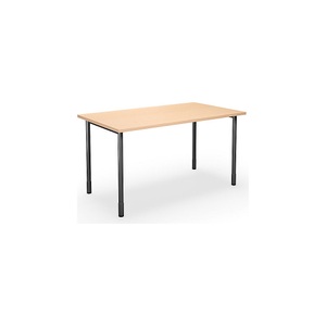 Mehrzwecktisch DUO-C, gerade Platte, BxT 1400 x 800 mm, Birke, schwarz