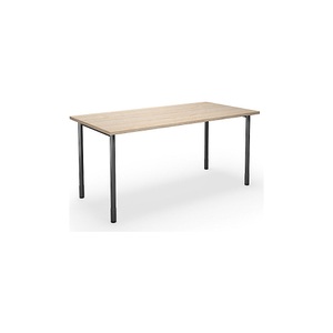 Mehrzwecktisch DUO-C, gerade Platte, BxT 1600 x 800 mm, Eiche, schwarz