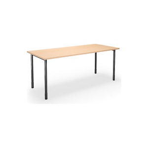 Mehrzwecktisch DUO-C, gerade Platte, BxT 1800 x 800 mm, Birke, schwarz