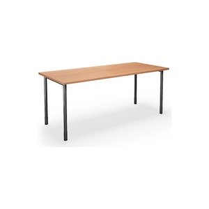 Mehrzwecktisch DUO-C, gerade Platte, BxT 1600 x 800 mm, Buche, schwarz