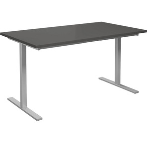 undefined, Mehrzwecktisch DUO-T, gerade Platte, BxT 1400 x 800 mm, dunkelgrau, silber, Mehrzwecktisch DUO-T, gerade Platte, BxT 1400 x 800 mm, dunkelgrau, silber