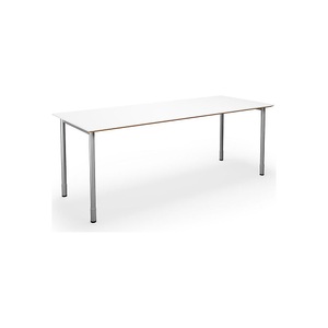 Mehrzwecktisch DUO-C Trend, gerade Platte, BxT 1800 x 800 mm, weiß, silber