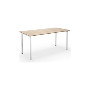 Mehrzwecktisch DUO-C Trend, gerade Platte, abgerundete Ecken, BxT 1600 x 800 mm, Eiche, weiß