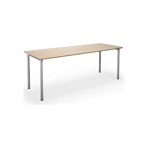 Mehrzwecktisch DUO-C Trend, gerade Platte, abgerundete Ecken, BxT 2000 x 800 mm, Eiche, silber