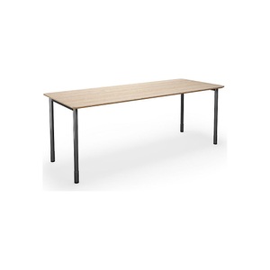 Mehrzwecktisch DUO-C Trend, gerade Platte, abgerundete Ecken, BxT 1800 x 800 mm, Eiche, schwarz