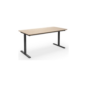 Mehrzwecktisch DUO-T Trend, gerade Platte, abgerundete Ecken, BxT 1400 x 800 mm, Eiche, schwarz