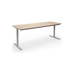 Mehrzwecktisch DUO-T Trend, gerade Platte, abgerundete Ecken, BxT 2000 x 800 mm, Eiche, silber