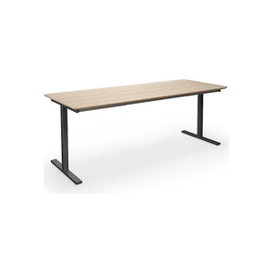 Mehrzwecktisch DUO-T Trend, gerade Platte, abgerundete Ecken, BxT 1800 x 800 mm, Eiche, schwarz